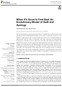 Cover page: When Its Good to Feel Bad: An Evolutionary Model of Guilt and Apology.
