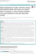 Cover page: High magnitude of under nutrition among HIV infected adults who have not started ART in Tanzania--a call to include nutrition care and treatment in the test and treat model.