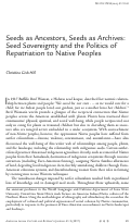 Cover page: Seeds as Ancestors, Seeds as Archives: Seed Sovereignty and the Politics of Repatriation to Native Peoples
