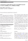 Cover page: Lung function in adults following in utero and childhood exposure to arsenic in drinking water: preliminary findings