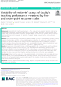 Cover page: Variability of residents’ ratings of faculty’s teaching performance measured by five- and seven-point response scales