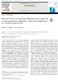 Cover page: How the US Food and Drug Administration’s approval of aducanumab for Alzheimer's disease has implication for oncology and beyond