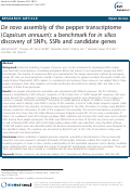 Cover page: De novo assembly of the pepper transcriptome (Capsicum annuum): a benchmark for in silico discovery of SNPs, SSRs and candidate genes