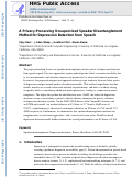 Cover page: A Privacy-Preserving Unsupervised Speaker Disentanglement Method for Depression Detection from Speech.