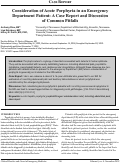Cover page: Consideration of Acute Porphyria in an Emergency Department Patient: A Case Report and Discussion  of Common Pitfalls