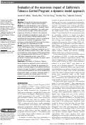 Cover page: Evaluation of the economic impact of California's Tobacco Control Program: a dynamic model approach.