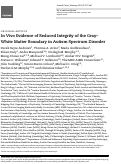 Cover page: In Vivo Evidence of Reduced Integrity of the Gray-White Matter Boundary in Autism Spectrum Disorder.