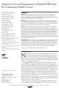 Cover page: Adoption of Social Determinants of Health EHR Tools by Community Health Centers