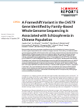 Cover page: A Frameshift Variant in the CHST9 Gene Identified by Family-Based Whole Genome Sequencing Is Associated with Schizophrenia in Chinese Population.