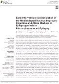 Cover page: Early Intervention via Stimulation of the Medial Septal Nucleus Improves Cognition and Alters Markers of Epileptogenesis in Pilocarpine-Induced Epilepsy