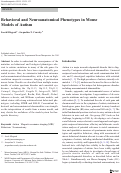 Cover page: Behavioral and Neuroanatomical Phenotypes in Mouse Models of Autism