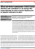 Cover page: Nr4a1 and Nr4a3 redundantly control clonal deletion and contribute to an anergy-like transcriptome in auto-reactive thymocytes to impose tolerance in mice.