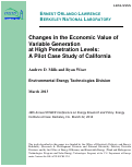Cover page: Changes in the Economic Value of Variable Generation at High Penetration Levels:
A Pilot Case Study of California