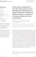 Cover page: Psychometric properties of the self-report version of the Strengths and Weaknesses of ADHD Symptoms and Normal Behavior Scale in a sample of Hungarian adolescents and young adults.