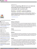Cover page: Factors impacting adherence to an exercise-based physical therapy program for individuals with low back pain