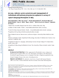 Cover page: Access, referral, service provision and management of individuals with primary progressive aphasia: A survey of speech‐language therapists in Italy