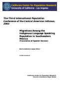 Cover page of Migrations Among the Indigenous Language Speaking Population in Southeastern Mexico (Translation of Spanish Version)