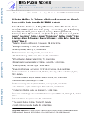 Cover page: Diabetes Mellitus in Children with Acute Recurrent and Chronic Pancreatitis: Data From the INternational Study Group of Pediatric Pancreatitis: In Search for a CuRE Cohort.