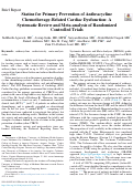 Cover page: Statins for Primary Prevention of Anthracycline Chemotherapy-Related Cardiac Dysfunction: A Systematic Review and Meta-analysis of Randomized Controlled Trials.