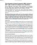 Cover page: The integrated microbial genomes (IMG) system in 2007: data content and analysis tool 
extensions
