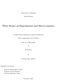 Cover page: Three Essays on Experimental and Microeconomics