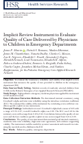 Cover page: Implicit Review Instrument to Evaluate Quality of Care Delivered by Physicians to Children in Emergency Departments