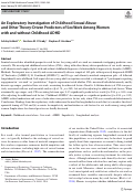 Cover page: An Exploratory Investigation of Childhood Sexual Abuse and Other Theory-Driven Predictors of Sex Work Among Women with and without Childhood ADHD.