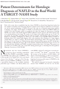 Cover page: Patient Determinants for Histologic Diagnosis of NAFLD in the Real World: A TARGET‐NASH Study