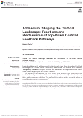 Cover page: Addendum: Shaping the Cortical Landscape: Functions and Mechanisms of Top-Down Cortical Feedback Pathways