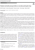 Cover page: Pediatric interfacility transport effects on mortality and length of stay