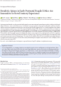 Cover page: Dendritic Spines in Early Postnatal Fragile X Mice Are Insensitive to Novel Sensory Experience