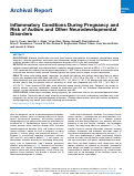 Cover page: Inflammatory Conditions During Pregnancy and Risk of Autism and Other Neurodevelopmental Disorders