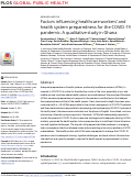 Cover page: Factors influencing healthcare workers and health system preparedness for the COVID-19 pandemic: A qualitative study in Ghana.