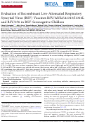 Cover page: Evaluation of Recombinant Live-Attenuated Respiratory Syncytial Virus (RSV) Vaccines RSV/ΔNS2/Δ1313/I1314L and RSV/276 in RSV-Seronegative Children