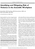 Cover page: Identifying and Mitigating Risk of Violence in the Scientific Workplace.