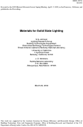 Cover page: Materials for solid state lighting