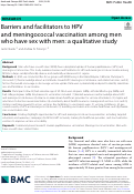 Cover page: Barriers and facilitators to HPV and meningococcal vaccination among men who have sex with men: a qualitative study