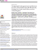 Cover page: Young people's data governance preferences for their mental health data: MindKind Study findings from India, South Africa, and the United Kingdom.