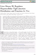 Cover page: Liver kinase B1 regulates hepatocellular tight junction distribution and function in vivo.