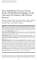 Cover page: Does Ambulatory Process of Care Predict Health‐Related Quality of Life Outcomes for Patients with Chronic Disease?