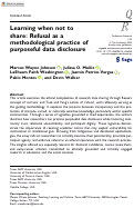 Cover page of Learning when not to share: Refusal as a methodological practice of purposeful data disclosure