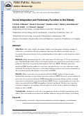 Cover page: Social integration and pulmonary function in the elderly.