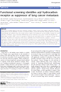 Cover page: Functional screening identifies aryl hydrocarbon receptor as suppressor of lung cancer metastasis