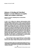 Cover page: Influences of schooling and urban-rural residence on gender differences in cognitive abilities and academic achievement