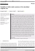 Cover page: Variability of white matter anatomy in the subcallosal cingulate area