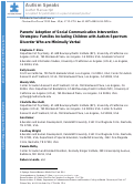 Cover page: Parents Adoption of Social Communication Intervention Strategies: Families Including Children with Autism Spectrum Disorder Who are Minimally Verbal.