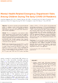 Cover page: Mental Health‐Related Emergency Department Visits Among Children During The Early COVID‐19 Pandemic