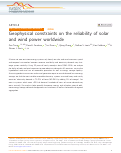 Cover page: Geophysical constraints on the reliability of solar and wind power worldwide