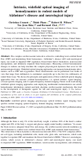 Cover page: Intrinsic, widefield optical imaging of hemodynamics in rodent models of Alzheimer’s disease and neurological injury