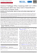 Cover page: Statistical Challenges When Analyzing SARS-CoV-2 RNA Measurements Below the Assay Limit of Quantification in COVID-19 Clinical Trials